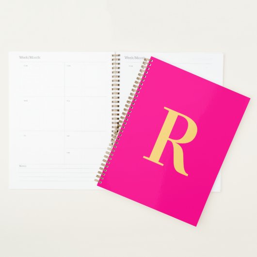 Minimaal Modern Monogram Hot Pink Planner (Display)