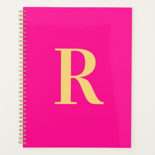 Minimaal Modern Monogram Hot Pink Planner (Voorkant)