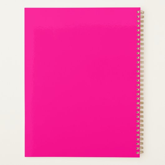 Minimaal Modern Monogram Hot Pink Planner (Achterkant)
