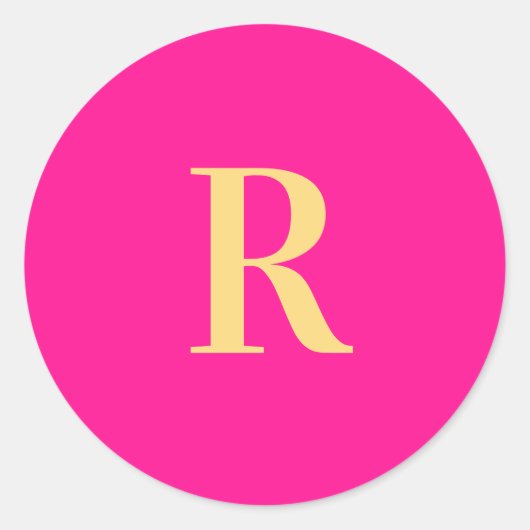 Minimaal Modern Monogram Hot Pink Ronde Sticker (Voorkant)