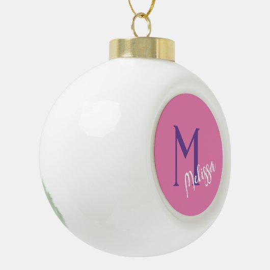 Minimaal Modern Monogram Kerst Ornament – Roze (Links)