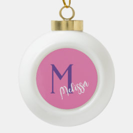 Minimaal Modern Monogram Kerst Ornament – Roze