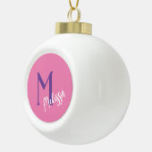 Minimaal Modern Monogram Kerst Ornament – Roze (Rechts)