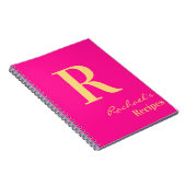 Minimaal Modern Monogram Naam Hot Pink Recept Notitieboek (Rechterzijde)