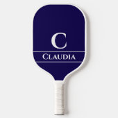 Minimaal Modern Monogram & Naam in Navy Blue Pickleball Paddle (Voorkant)