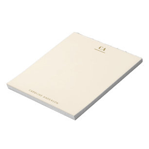 Minimaal Modern Monogram Persoonlijk Oker Crème Notitieblok