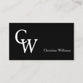 Minimaal Modern Monogram Professioneel Zwart Wit Visitekaartje (Voorkant)