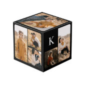 Minimaal modern monogram voor meerdere foto's kubus (Voorkant hoekig)