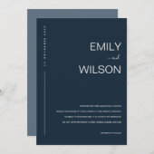 MINIMAAL MODERN NAVY BLUE GRAY TYPOGRAPHY WEDING KAART (Voorkant / Achterkant)