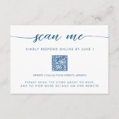 Minimaal Modern Navy Blue Scan Me QR RSVP Informatiekaartje (Voorkant)