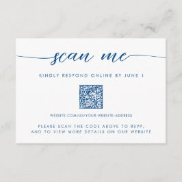 Minimaal Modern Navy Blue Scan Me QR RSVP Informatiekaartje