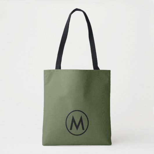 Minimaal modern olive groen monogram tote bag (Voorkant)