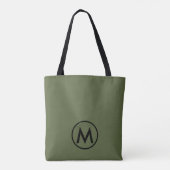 Minimaal modern olive groen monogram tote bag (Achterkant)