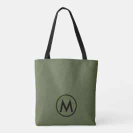 Minimaal modern olive groen monogram tote bag