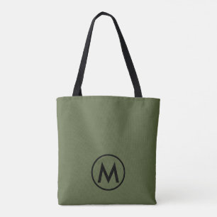 Minimaal modern olive groen monogram tote bag