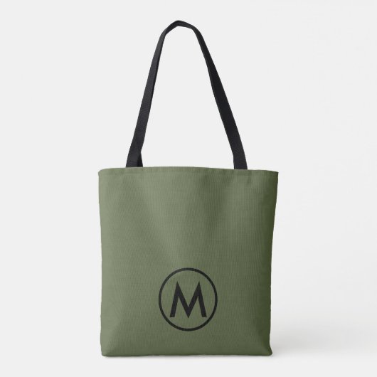 Minimaal modern olive groen monogram tote bag (Achterkant)