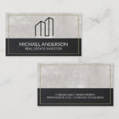 Minimaal Modern Onroerend Goed Logo | Gestikte Lee Visitekaartje (Voorkant / Achterkant)