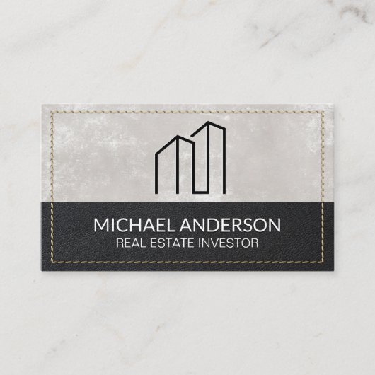 Minimaal Modern Onroerend Goed Logo | Gestikte Lee Visitekaartje (Voorkant)