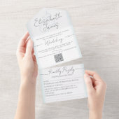 Minimaal & Modern Poederblauw Aquarel Bruiloft All In One Uitnodiging (Afscheurbaar)