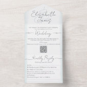 Minimaal & Modern Poederblauw Aquarel Bruiloft All In One Uitnodiging (Binnen)