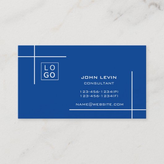 Minimaal modern, professioneel, aangepast blauw visitekaartje (Voorkant)