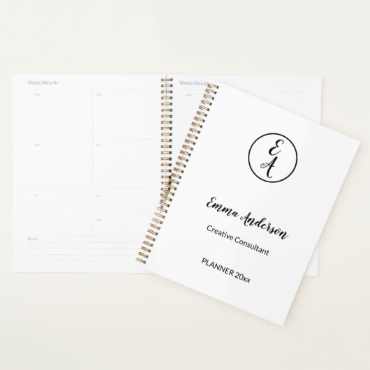 Minimaal Modern Professioneel Monogram Planner (Display)