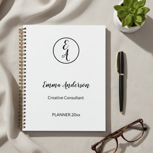 Minimaal Modern Professioneel Monogram Planner