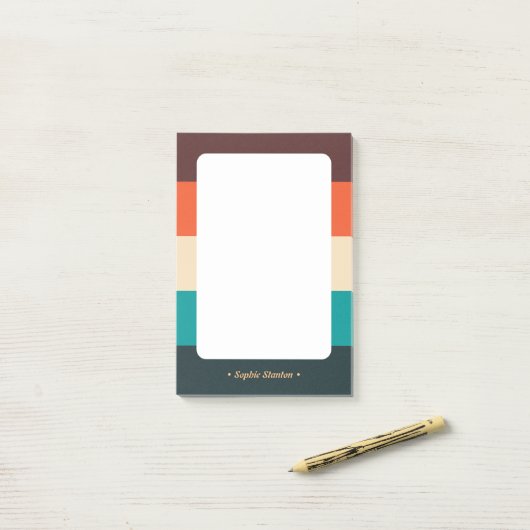 Minimaal Modern Retro Abstract Script Kleurblok Post-it® Notes (Op bureau)