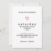 Minimaal modern | Rood hart | Bruiloft Kaart (Voorkant)