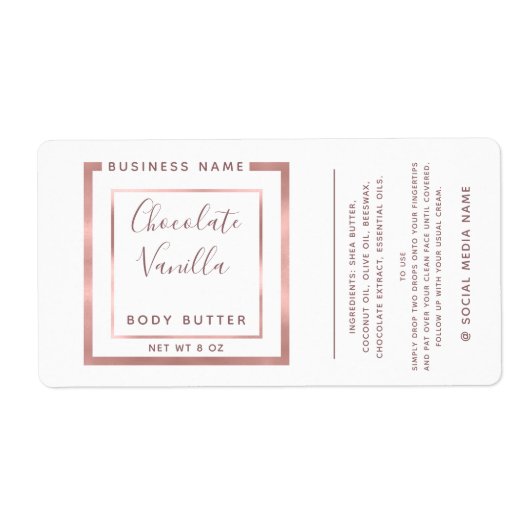 Minimaal modern roos goud lijst label met typograf (Voorkant)