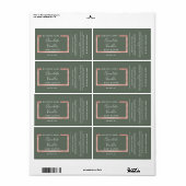 Minimaal modern roos goud lijst label met typograf (Full Sheet)