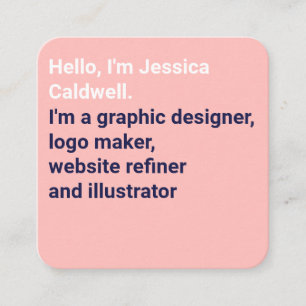 Minimaal modern roze en blauw eenvoudig grafisch o vierkante visitekaartje