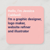 Minimaal modern roze en blauw eenvoudig grafisch o vierkante visitekaartje (Voorkant)