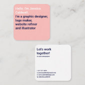 Minimaal modern roze en blauw eenvoudig grafisch o vierkante visitekaartje (Voorkant / Achterkant)