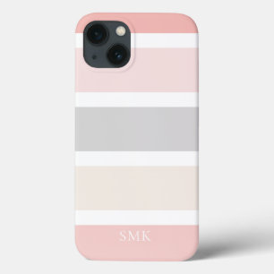 Minimaal modern roze roze grijze stripmonogram Case-Mate iPhone case