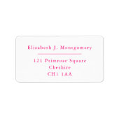 Minimaal modern Roze Wit-terugzendlabel Etiket (Voorkant)