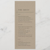 MINIMAAL MODERN RUSTIC KRAFT TYPOGRAPHY WEDING MENU (Voorkant)