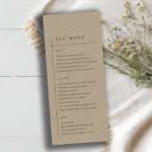 MINIMAAL MODERN RUSTIC KRAFT TYPOGRAPHY WEDING MENU