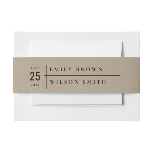 MINIMAAL MODERN RUSTIC KRAFT TYPOGRAPHY WEDING UITNODIGINGEN WIKKEL (Voorkant Voorbeeld)