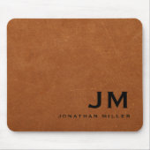 Minimaal modern Sable Leather Monogram Muismat (Voorkant)