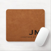Minimaal Modern Sable Leer Monogram Muismat (Met muis)