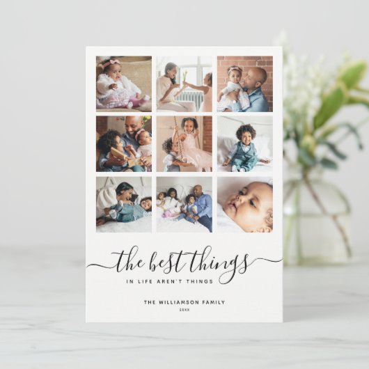 Minimaal Modern Schrift | 9 Meervoudige Fotocollag Feestdagenkaart (Staand voorkant)