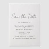 Minimaal Modern Script De datumoverlay opslaan Vellum Uitnodigingen (Voorkant)