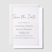 Minimaal Modern Script De datumoverlay opslaan Vellum Uitnodigingen (Offset)