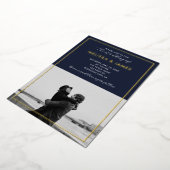 Minimaal modern script foto Navy Blue Folie Uitnodiging (Gedraaid)