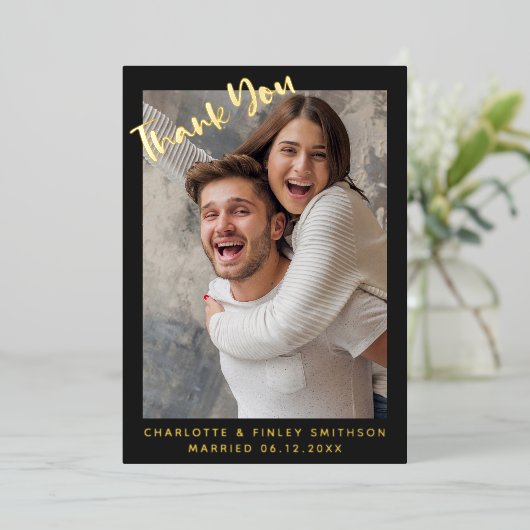  Minimaal & Modern Script Op Maat Gemaakte Trouw D Folie Feestdagenkaart (Staand Voorkant)