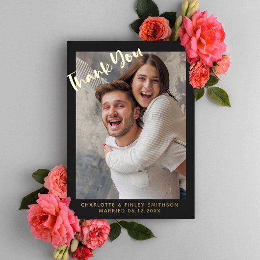 Minimaal & Modern Script Op Maat Gemaakte Trouw D Folie Feestdagenkaart