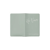 Minimaal modern script Sage Green Weddenschap met  Pocket Moleskine Notitieboekje (Geopend)