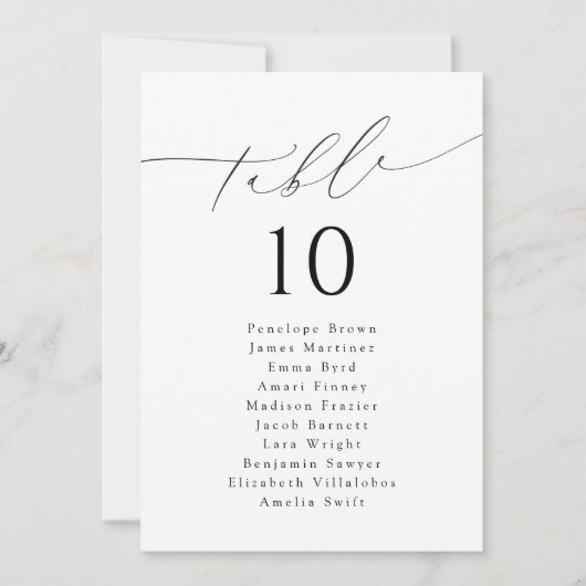 Minimaal Modern Script Tafel Aantal Zitplaatsen Gr Kaart (Voorkant)