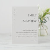 MINIMAAL MODERN SOFT LIGHT GRAY TYPOGRAPHY WEDING KAART (Staand voorkant)